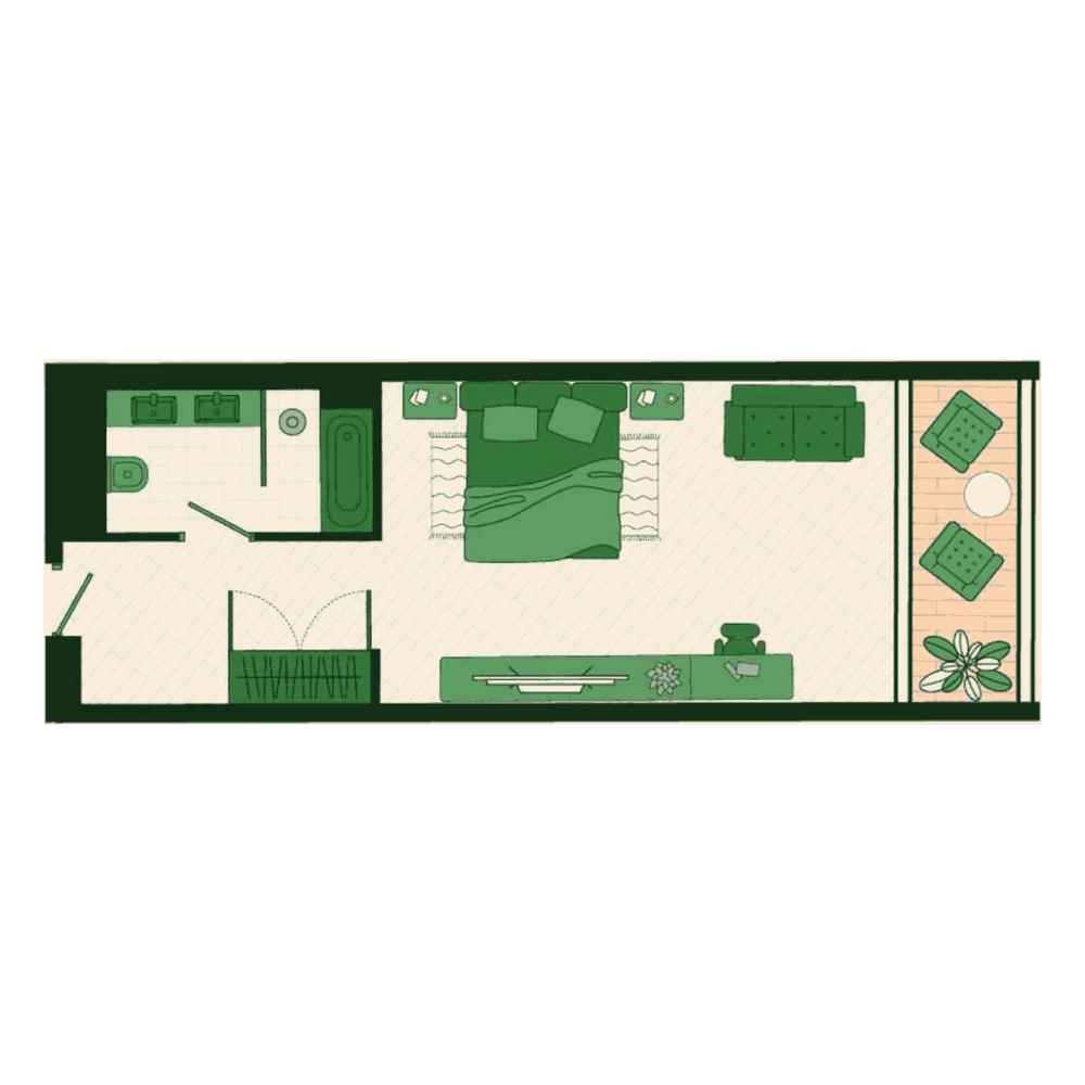 Планировка: Студия Extency Superior, 51 м²–76 м²